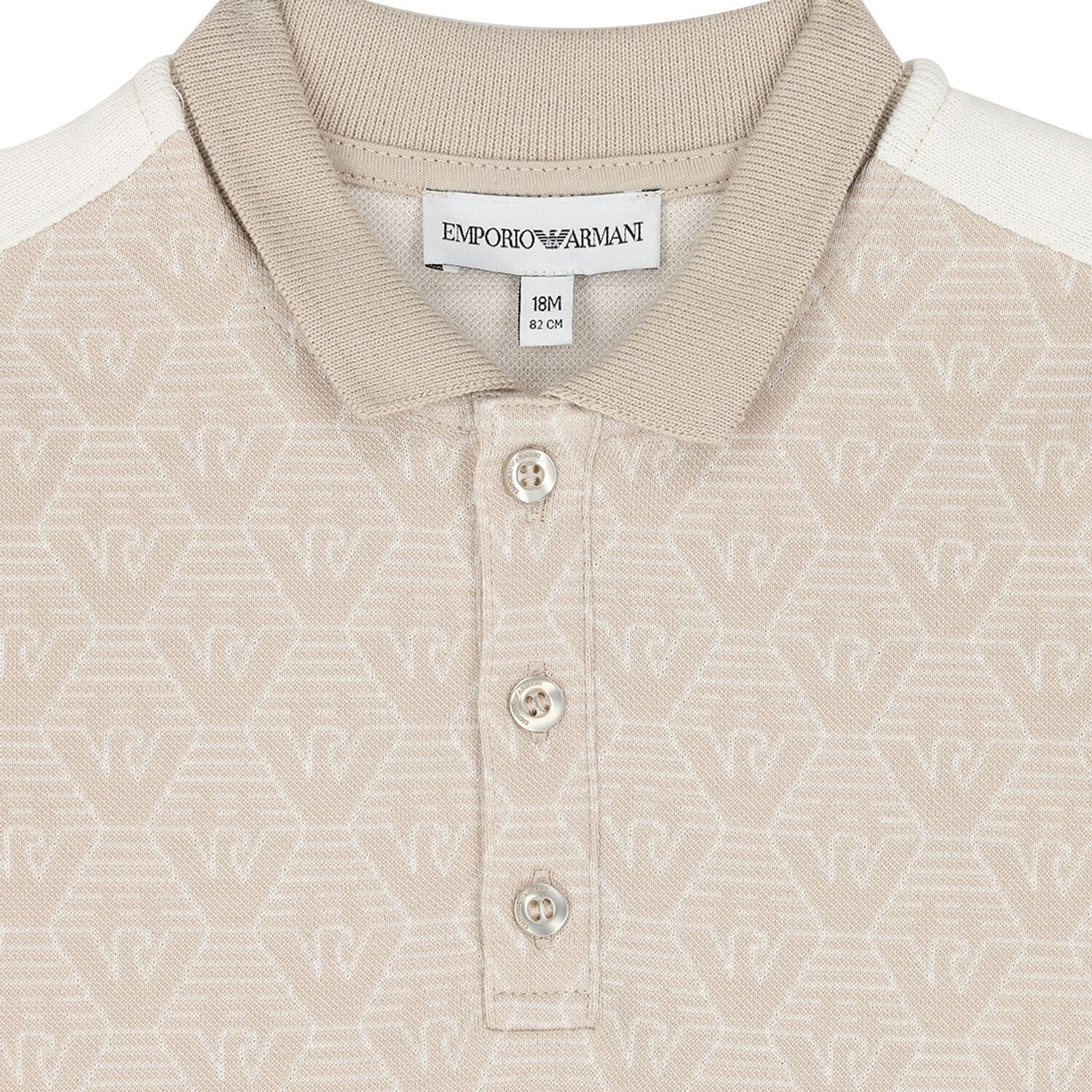 Younger Boys Beige Logo Polo Shirt, 1, hi-res image number null