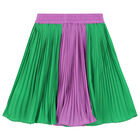 Girls Green & Purple Pleated Skirt, 1, hi-res