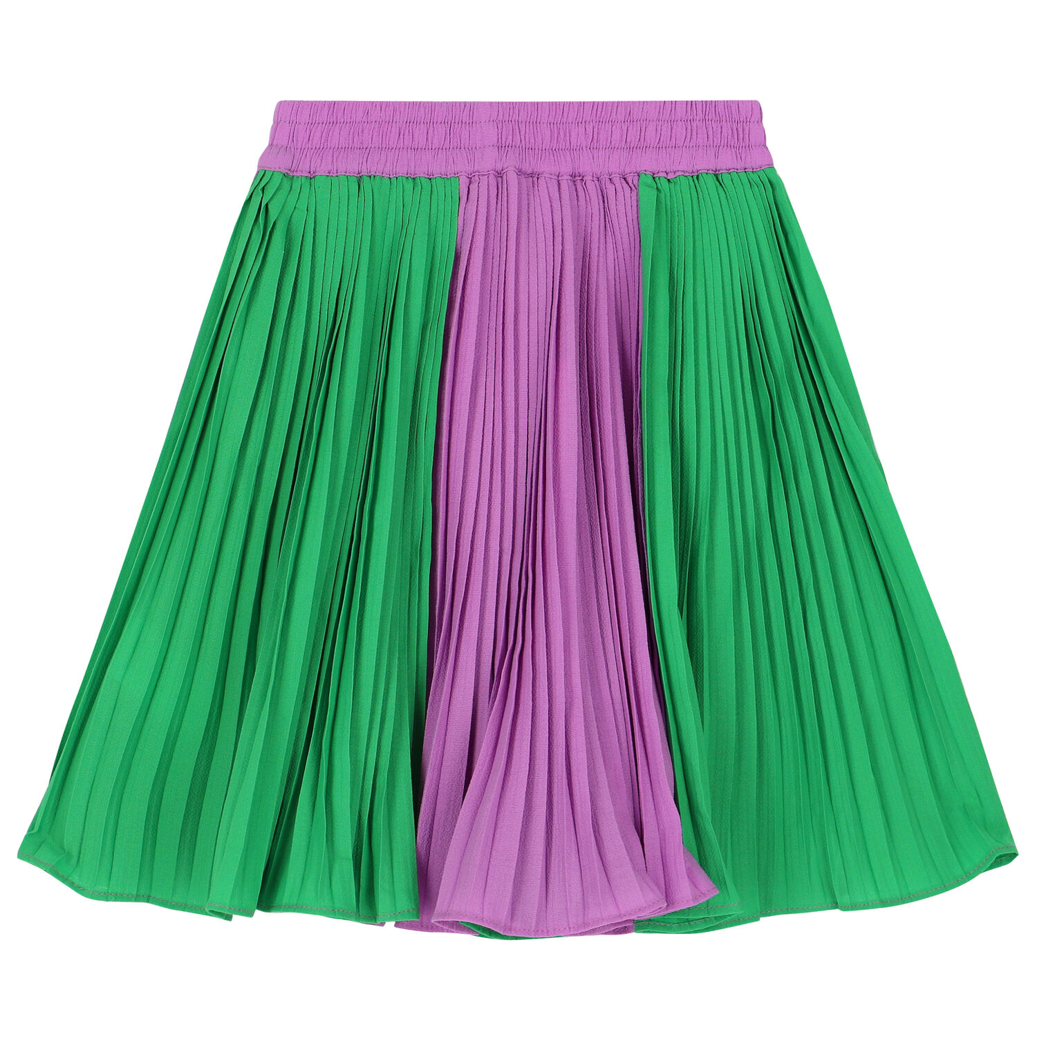 Girls Green & Purple Pleated Skirt, 1, hi-res