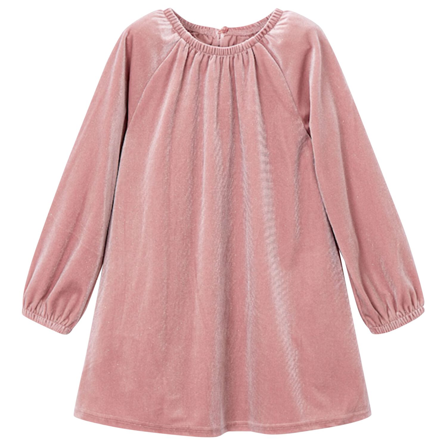 Girls Pink Sparkly Velour Dress, 2, hi-res