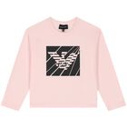 Girls Pink & Black Logo Long Sleeve Top , 2, hi-res