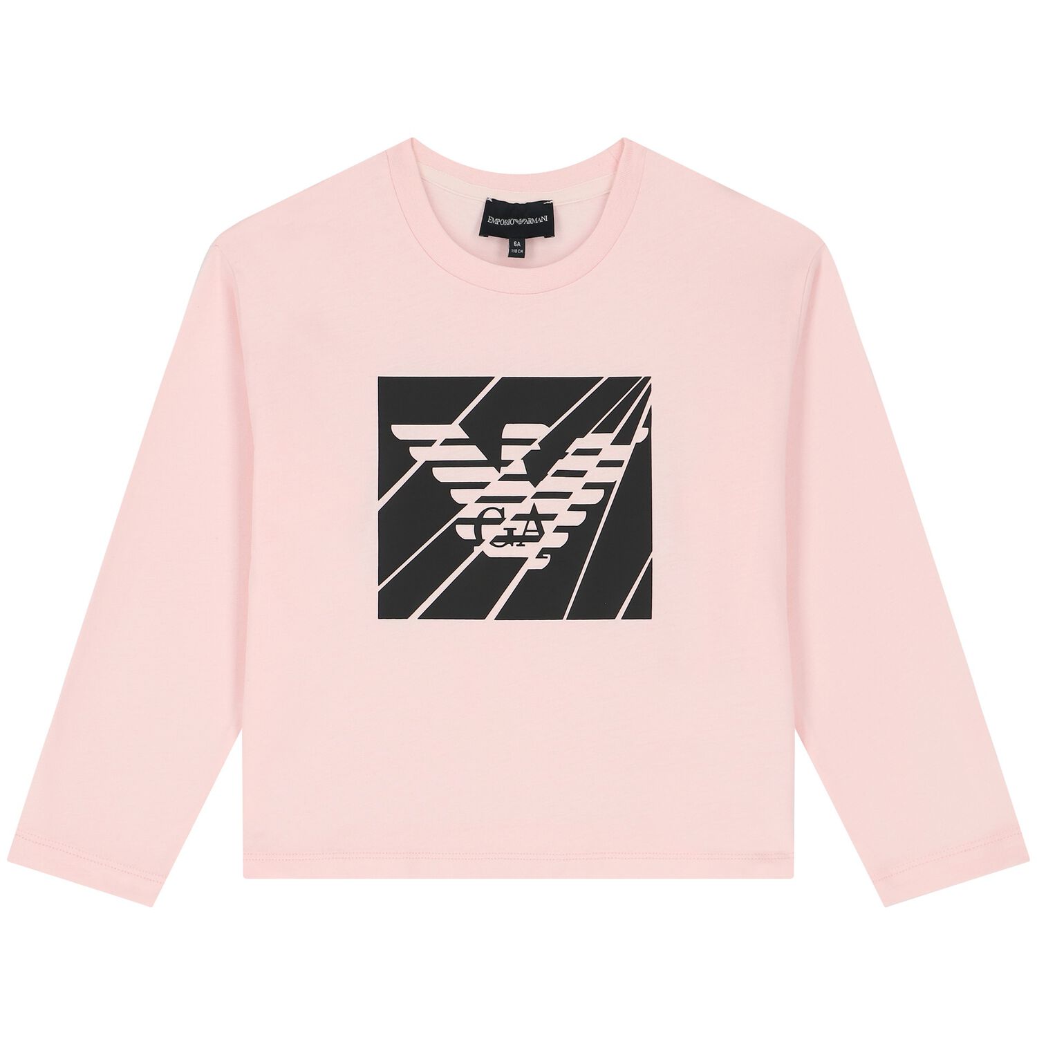 Girls Pink & Black Logo Long Sleeve Top , 2, hi-res image number null