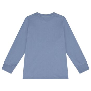 Boys Blue Logo Long Sleeve Top