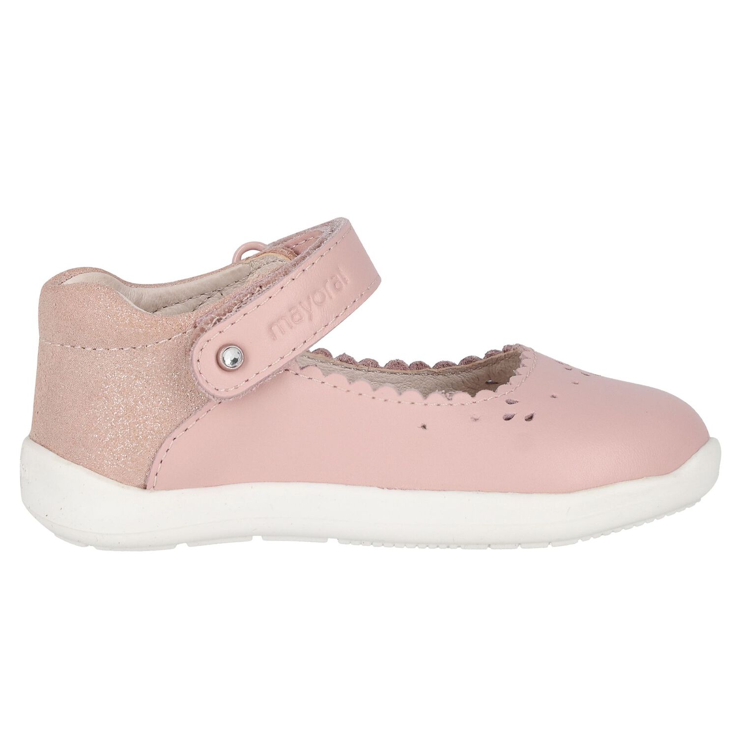 Younger Girls Pink Faux Leather Shoes, 2, hi-res image number null