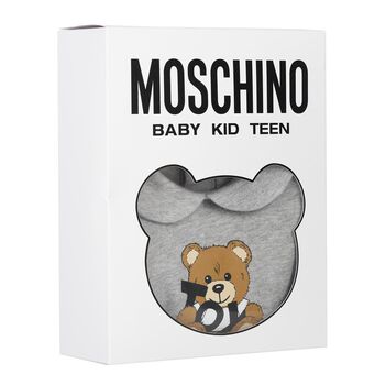 Grey Teddy Bear Logo Babygrow Gift Set