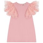 Girls Pink Tulle Dress, 3, hi-res