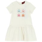 Younger Girls Ivory Logo Bag Dress, 1, hi-res