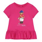 Baby Girls Pink & Navy Blue Polo Bear Leggings Set, 1, hi-res
