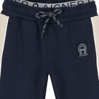 Younger Boys Navy Blue Logo Joggers, 1, hi-res