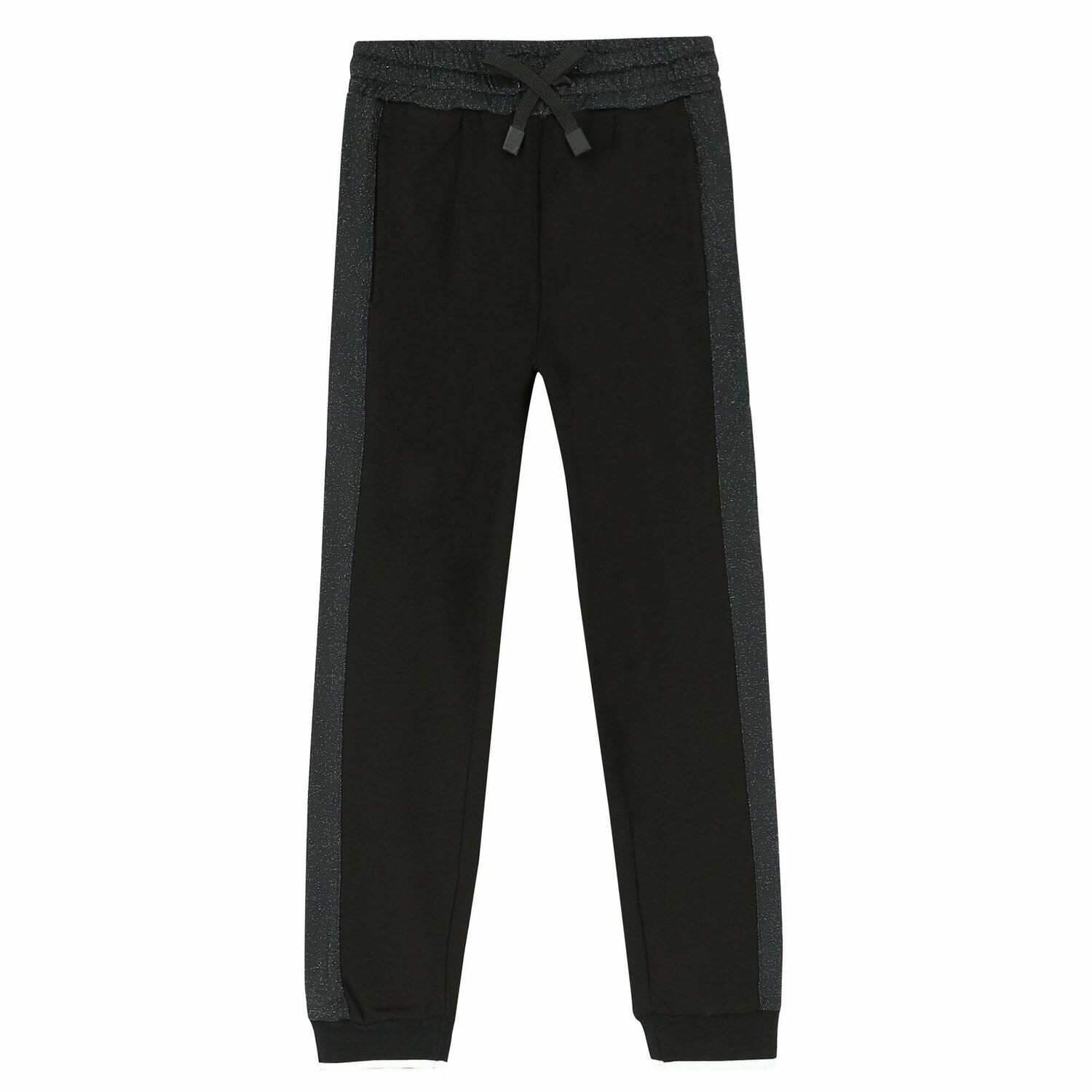 Girls Black Cotton Joggers, 1, hi-res image number null