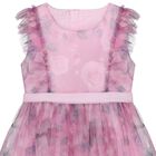 Girls Pink Floral Tulle Dress, 1, hi-res
