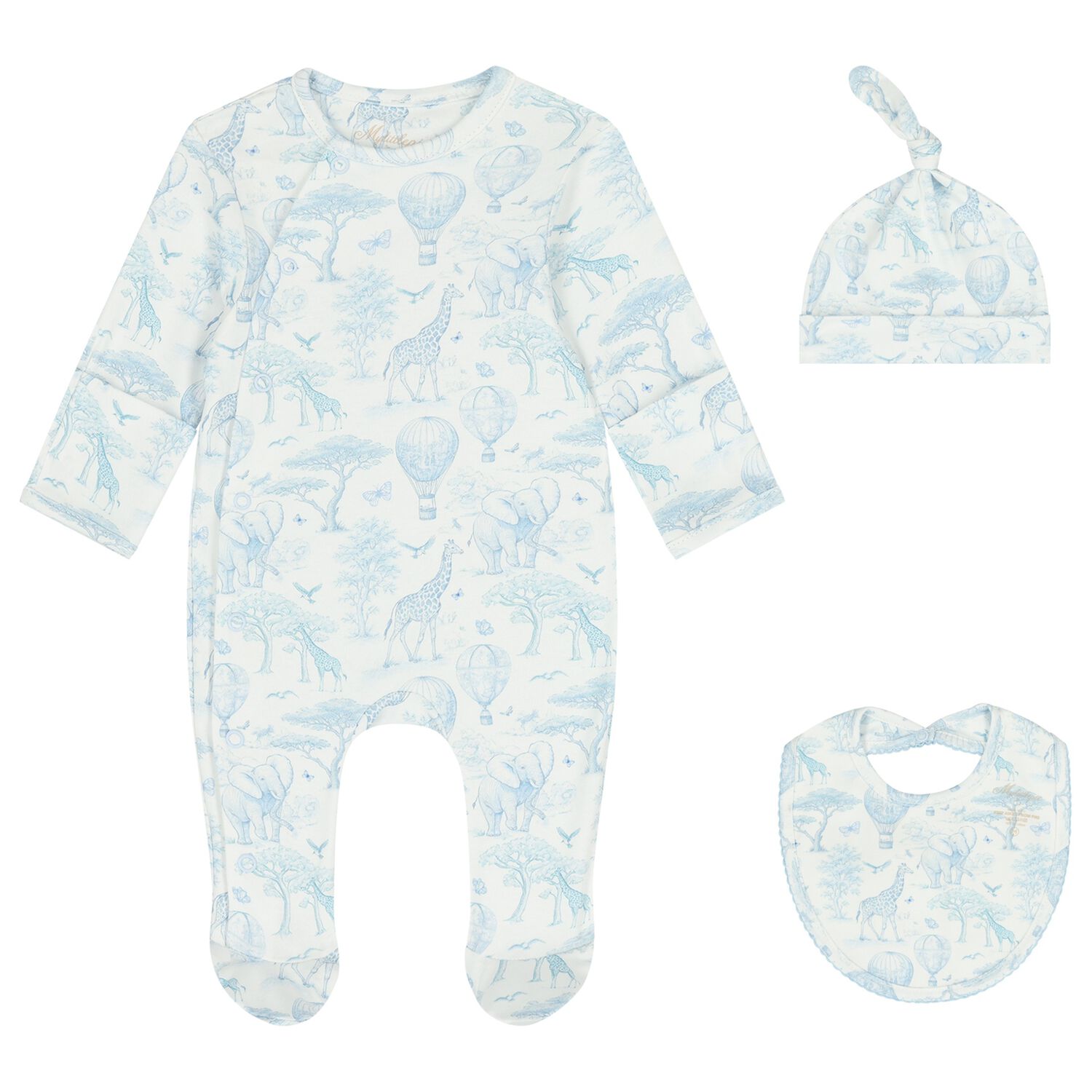 Baby Boys White & Blue Africa Babygrow Gift Set  , 1, hi-res