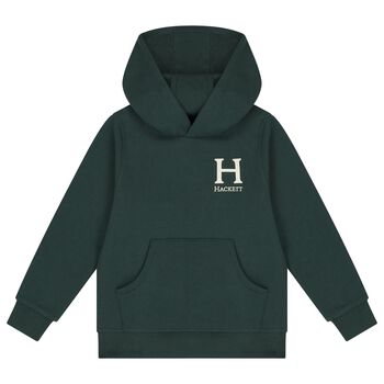 Boys Green Logo Hooded Top