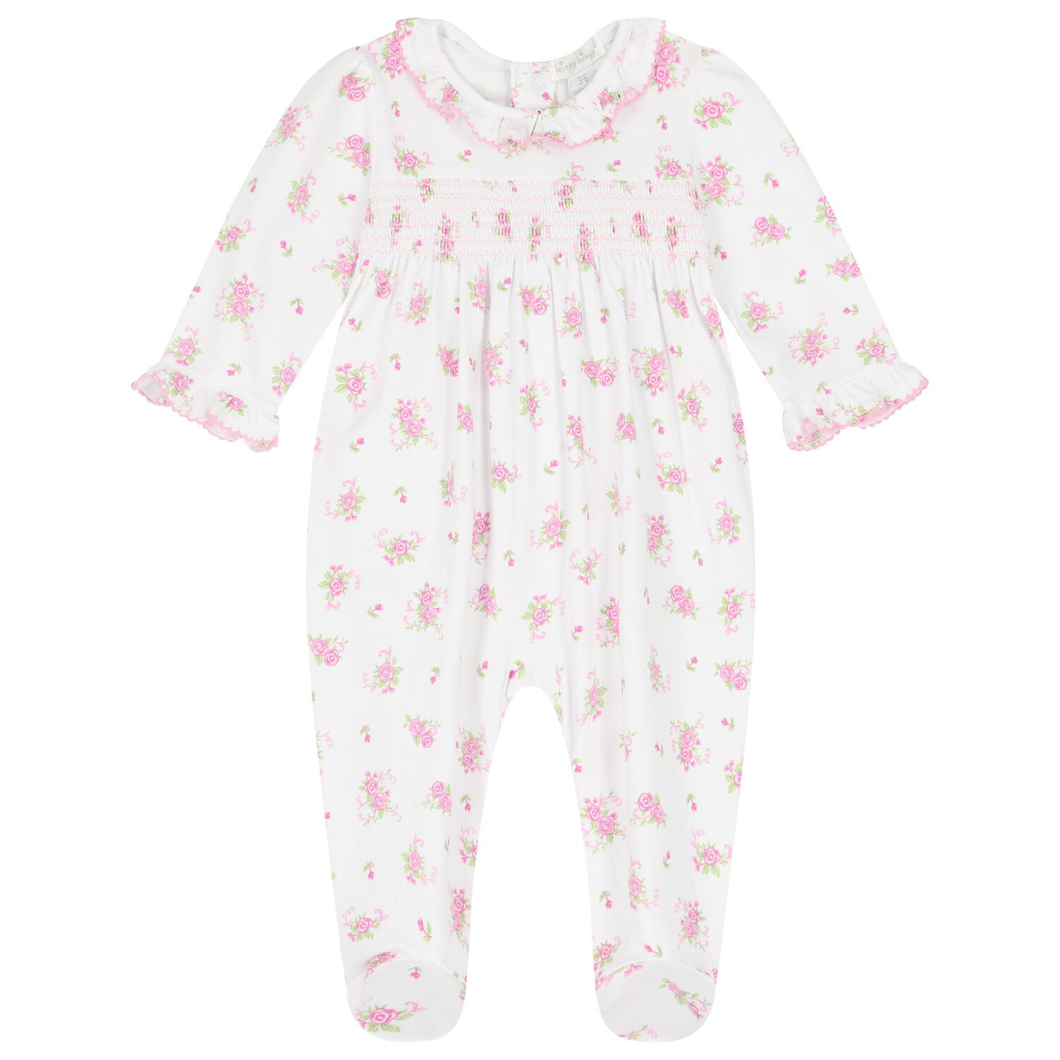 Baby Girls White & Pink Rose Babygrow, 1, hi-res image number null