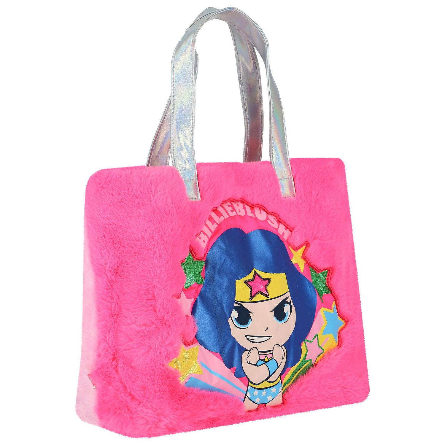 Girls Pink Wonder Woman Fur Bag, 1, hi-res