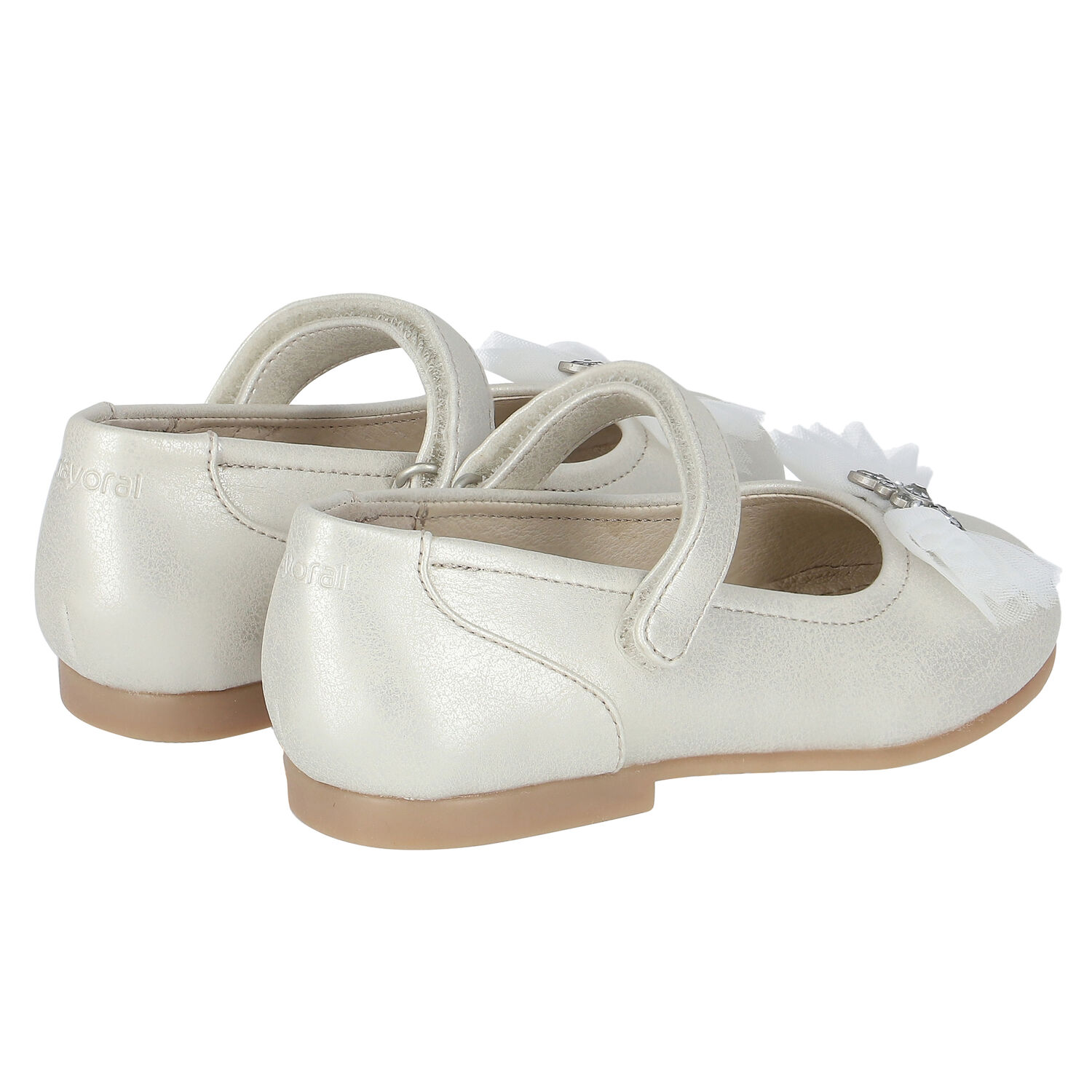Younger Girls White Bow Ballerina Shoes, 2, hi-res image number null