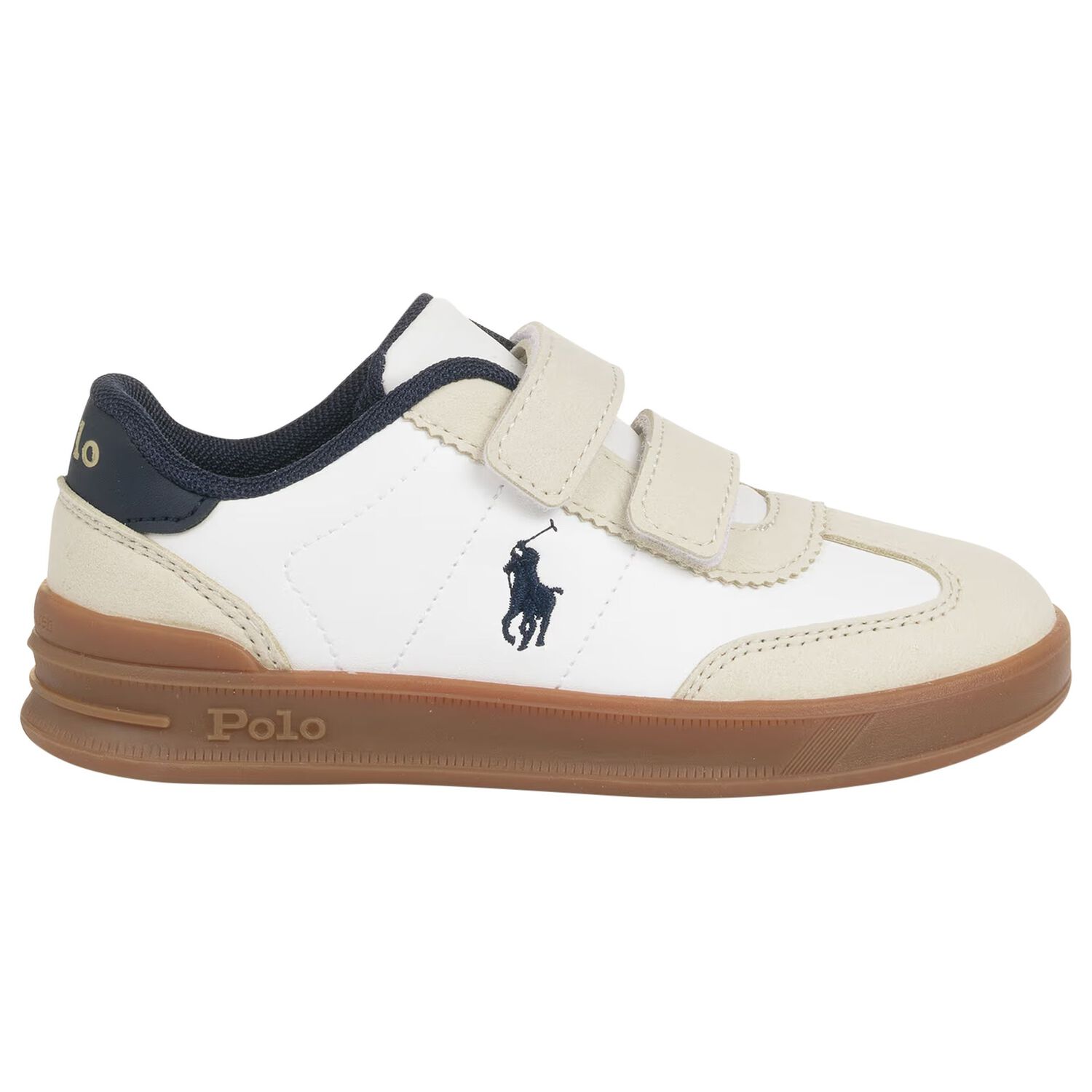 Boys White & Beige Logo Trainers, 1, hi-res