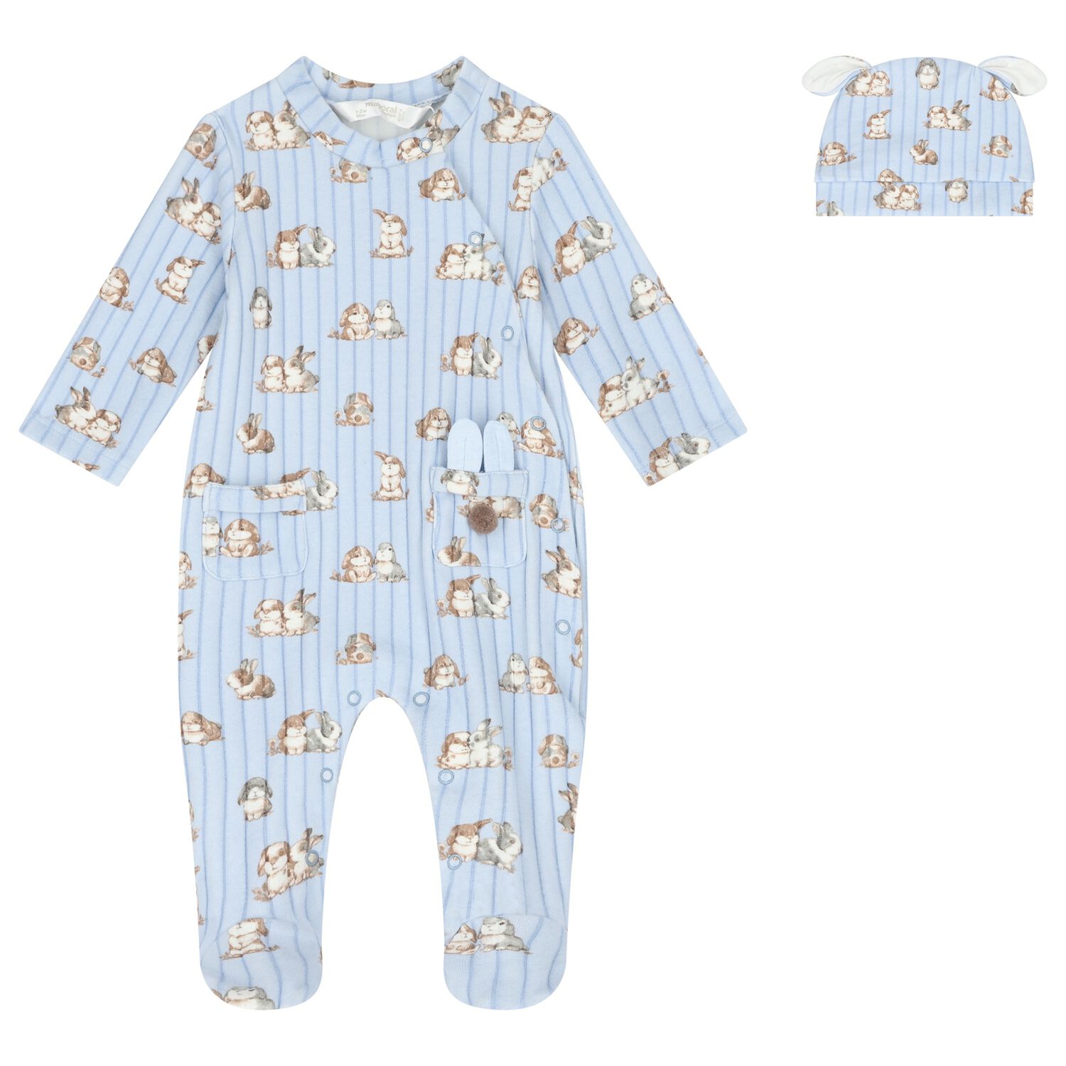Baby Boys Blue Bunny Babygrow Set, 2, hi-res image number null