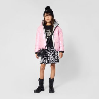 Girls Black & White Logo Skirt