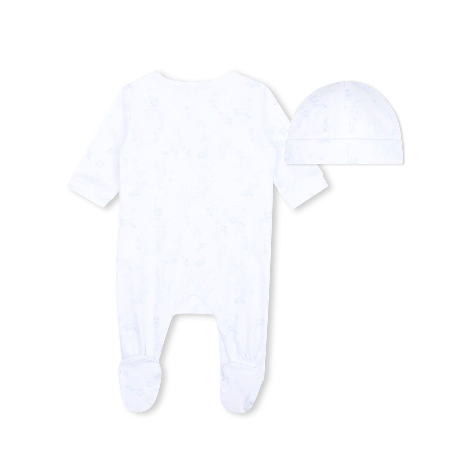 Baby Boys White & Blue Toile de Jouy Babygrow Gift Set, 1, hi-res