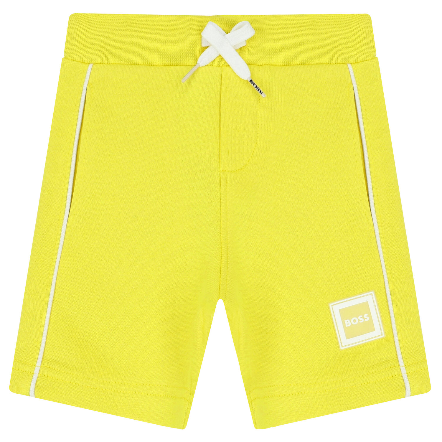 Younger Boys Yellow Logo Shorts, 1, hi-res