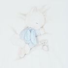 Baby Boys White & Blue Swaddle & Hat Set, 1, hi-res