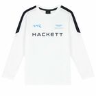 Boys White Logo Long Sleeve Top, 2, hi-res