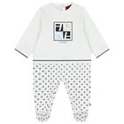 Baby Boys White Logo Babygrow, 1, hi-res