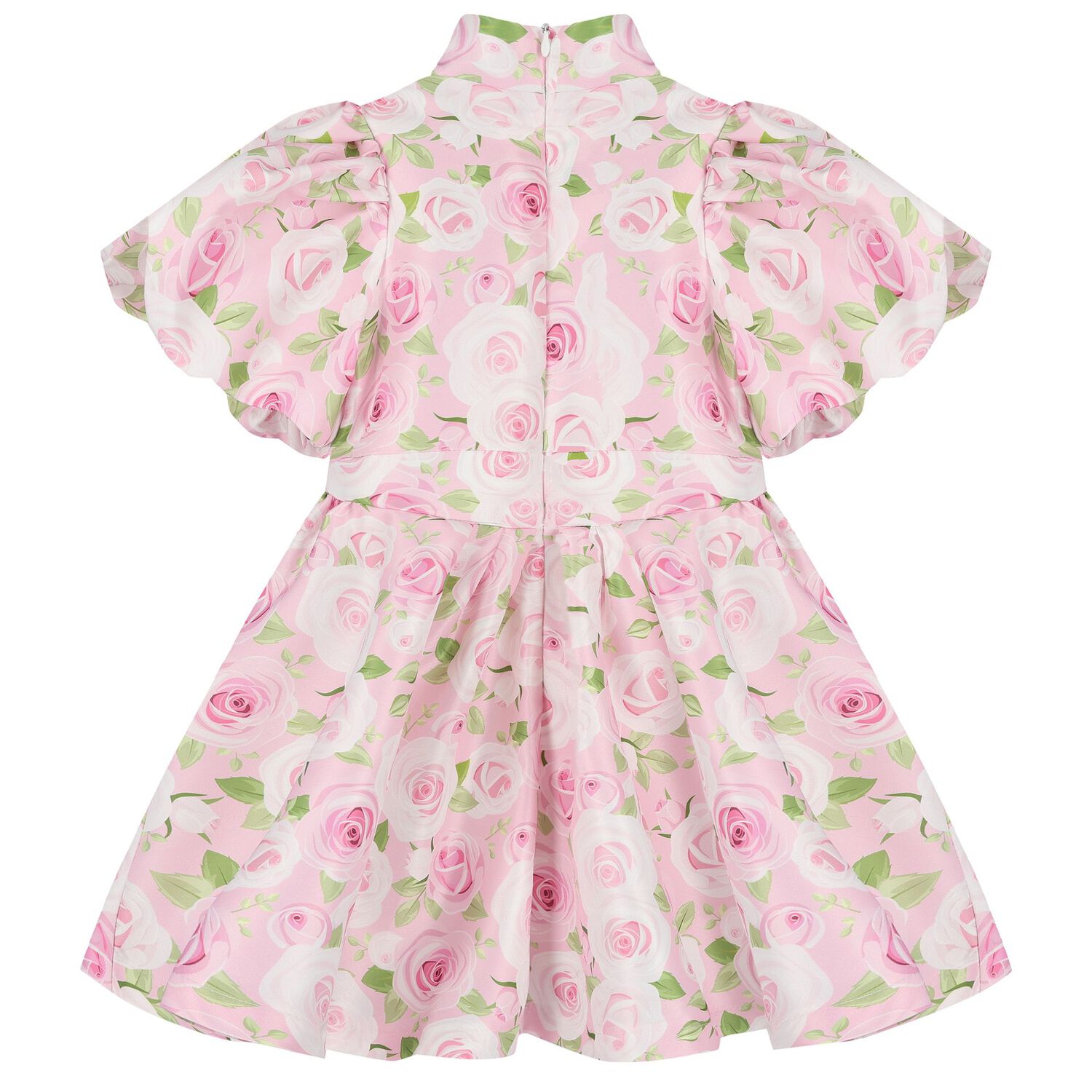 Girls Pink Rose Satin Dress, 1, hi-res