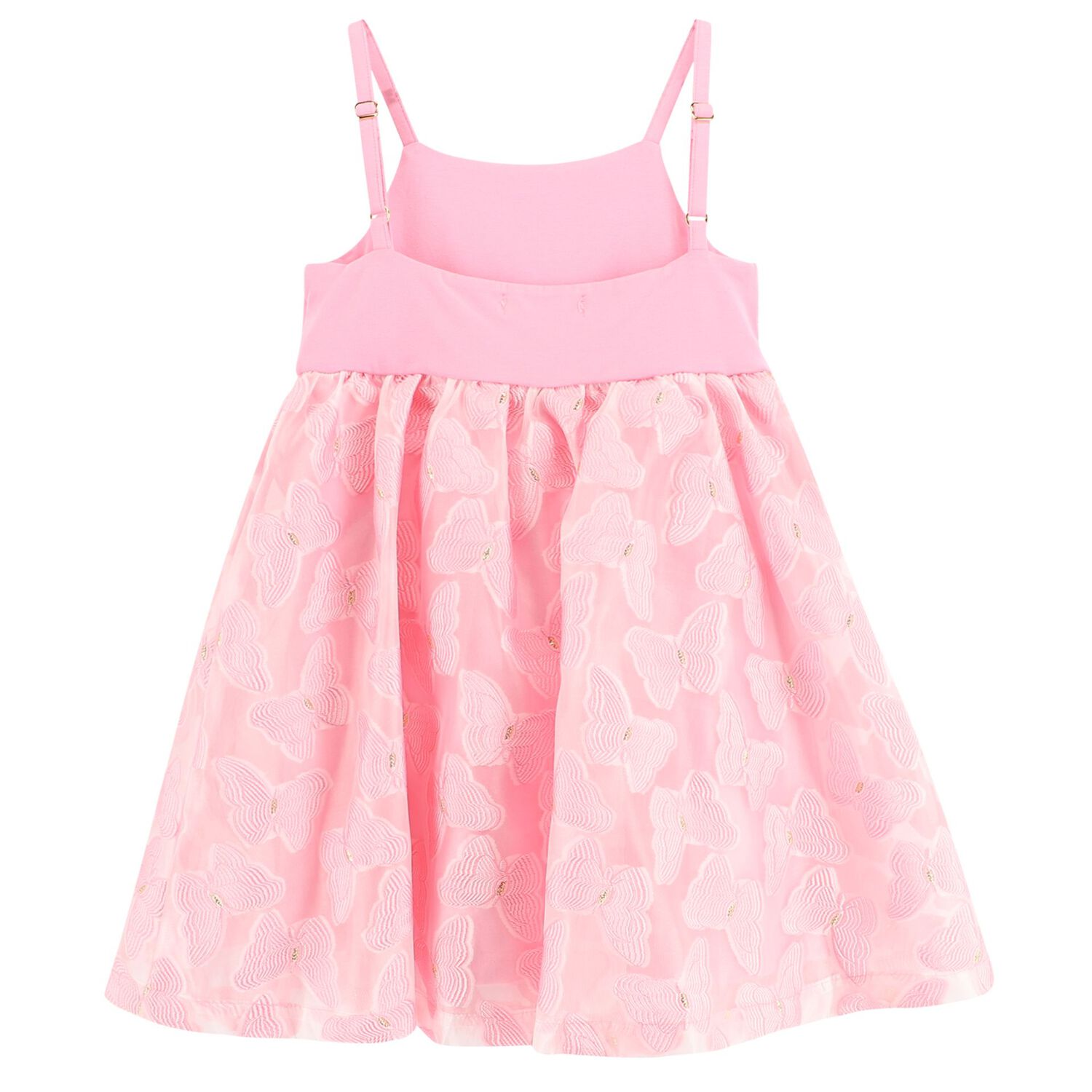 Girls Pink Butterfly Dress, 1, hi-res