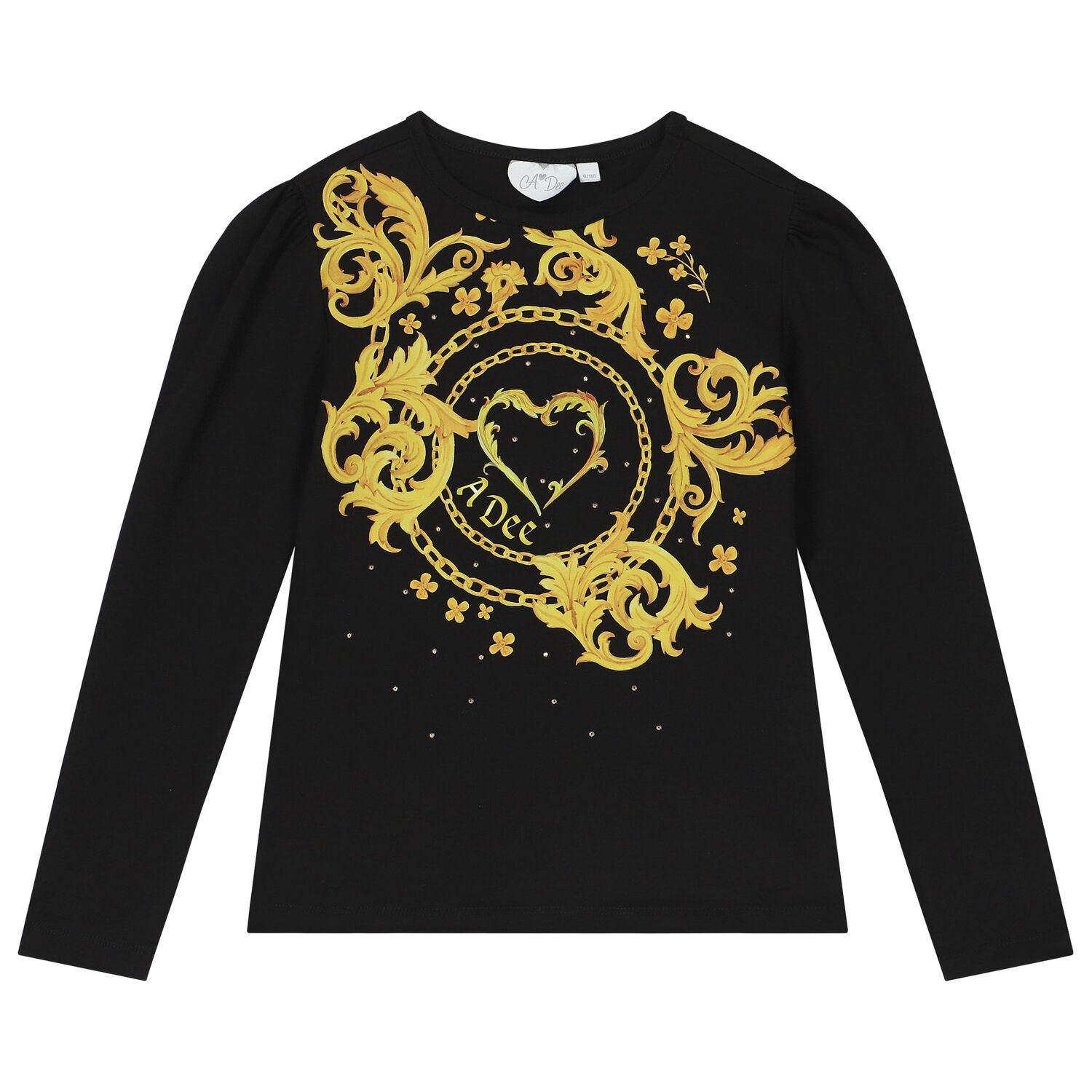 Girls Black & Gold Skirt Set, 1, hi-res