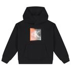 Boys Black Logo Hooded Top, 1, hi-res