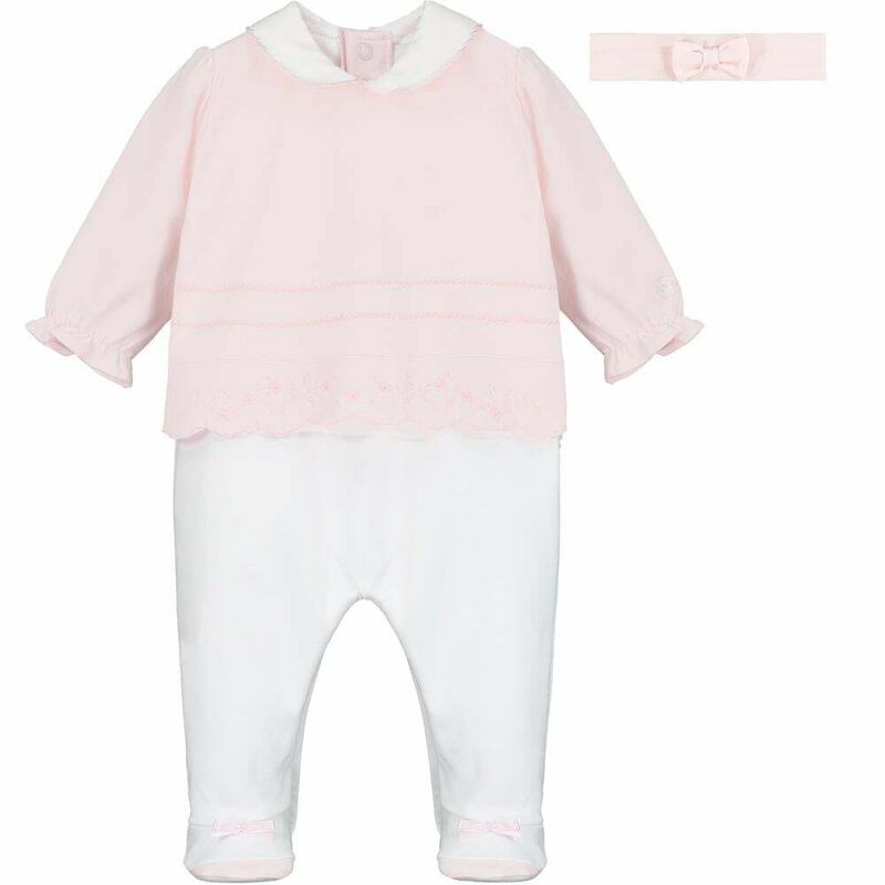 Baby Girls Pink & White Babygrow Set, 1, hi-res image number null