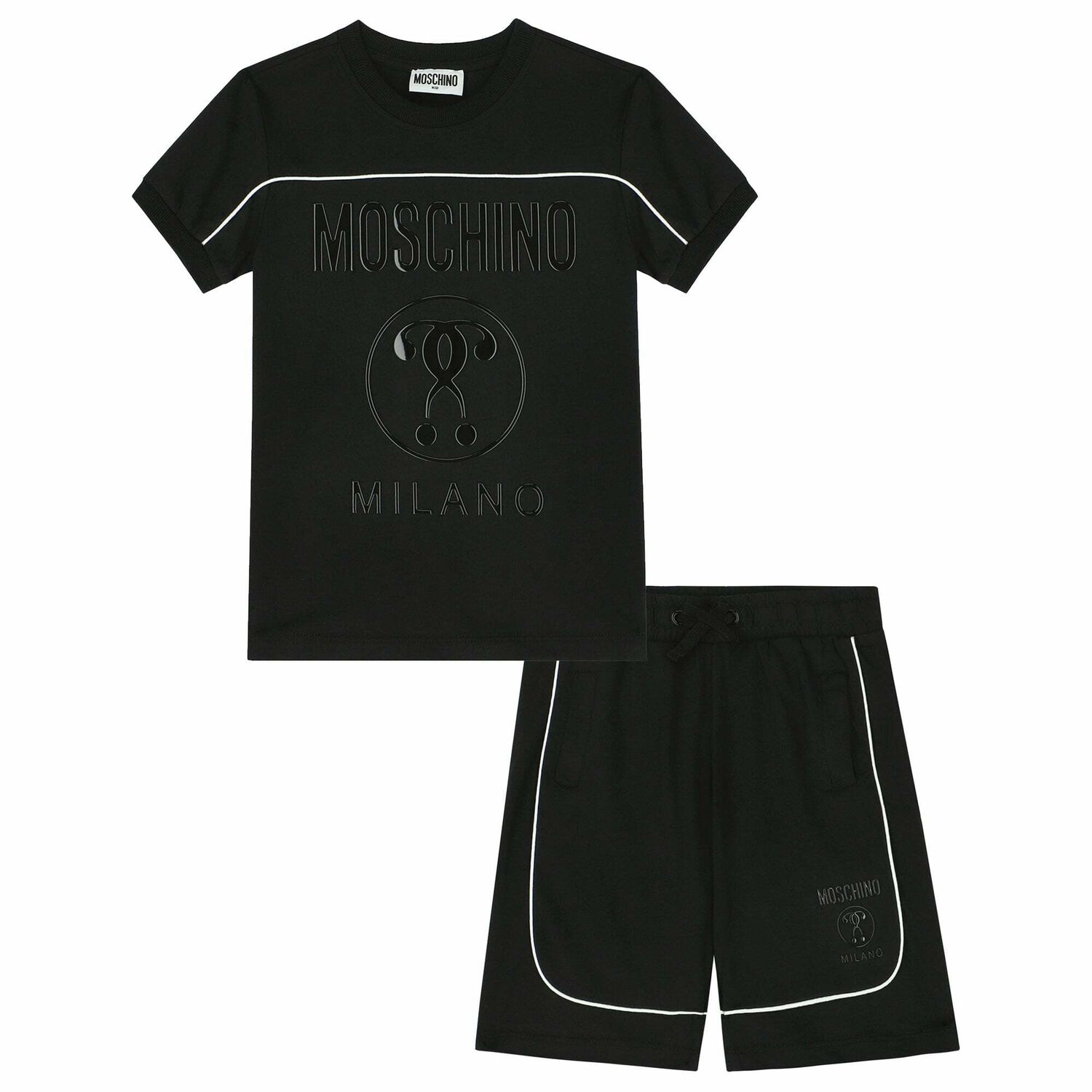 Boys Black Logo T-Shirt & Shorts Set, 1, hi-res