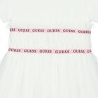 Girls White Logo Tulle Dress, 2, hi-res