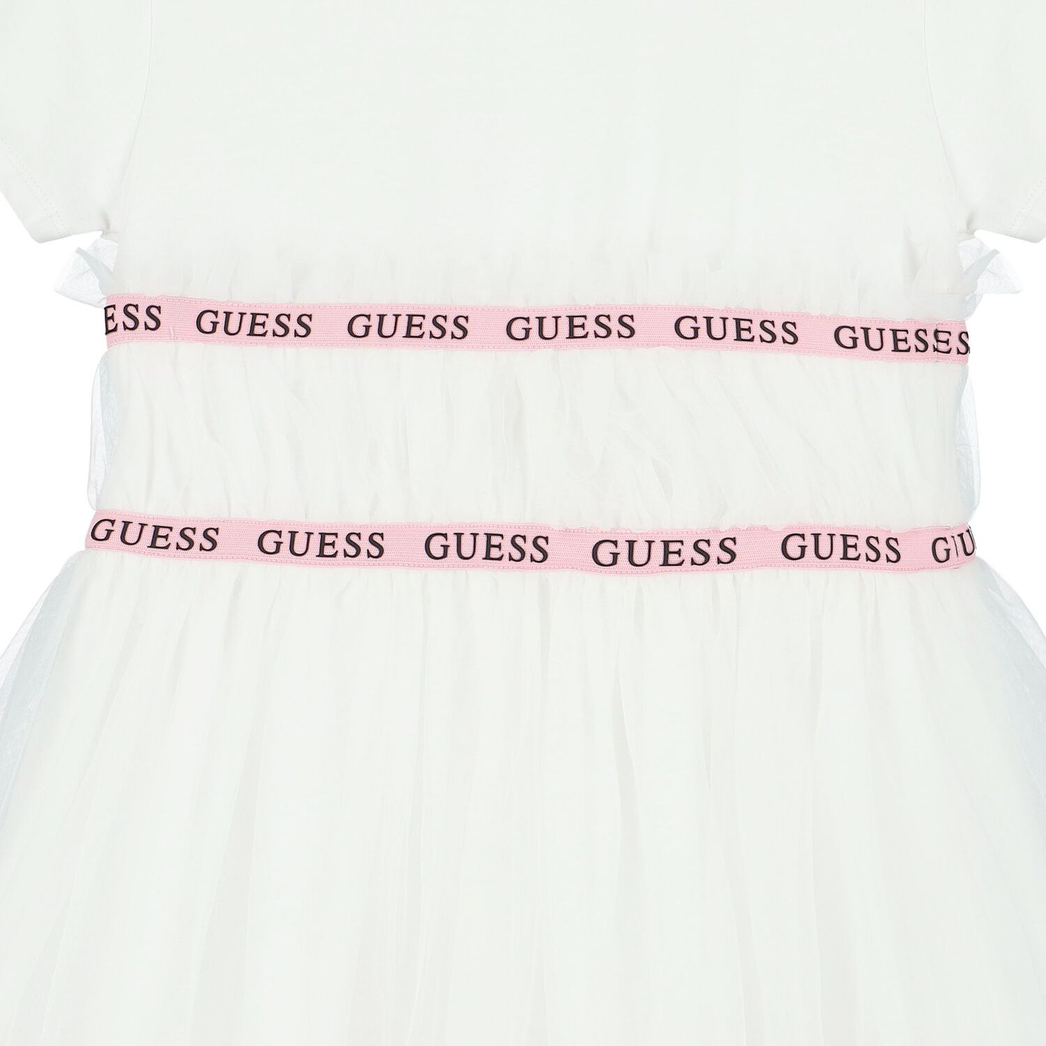Girls White Logo Tulle Dress, 2, hi-res image number null
