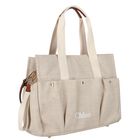 Beige Canvas Logo Changing Bag, 1, hi-res