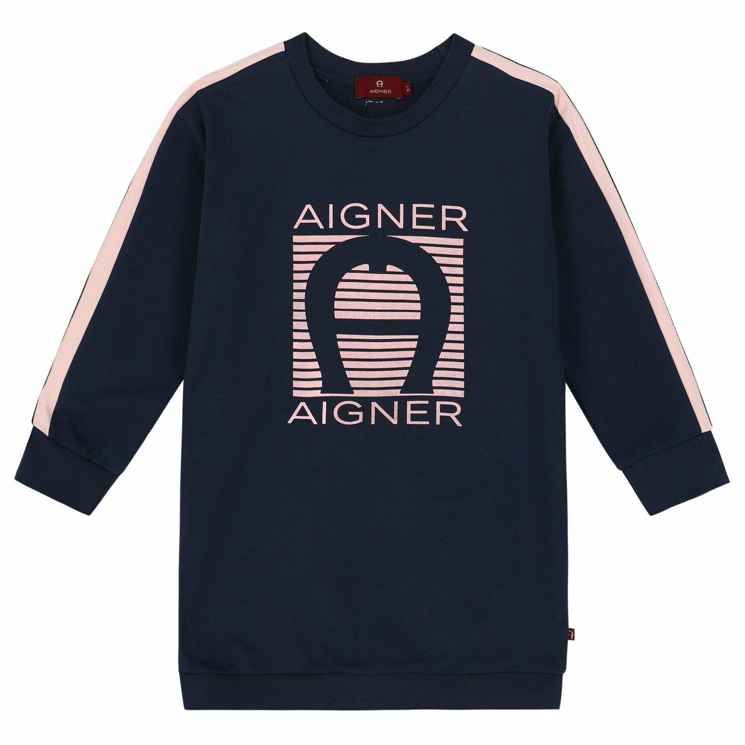 Girls Navy Logo Dress, 1, hi-res