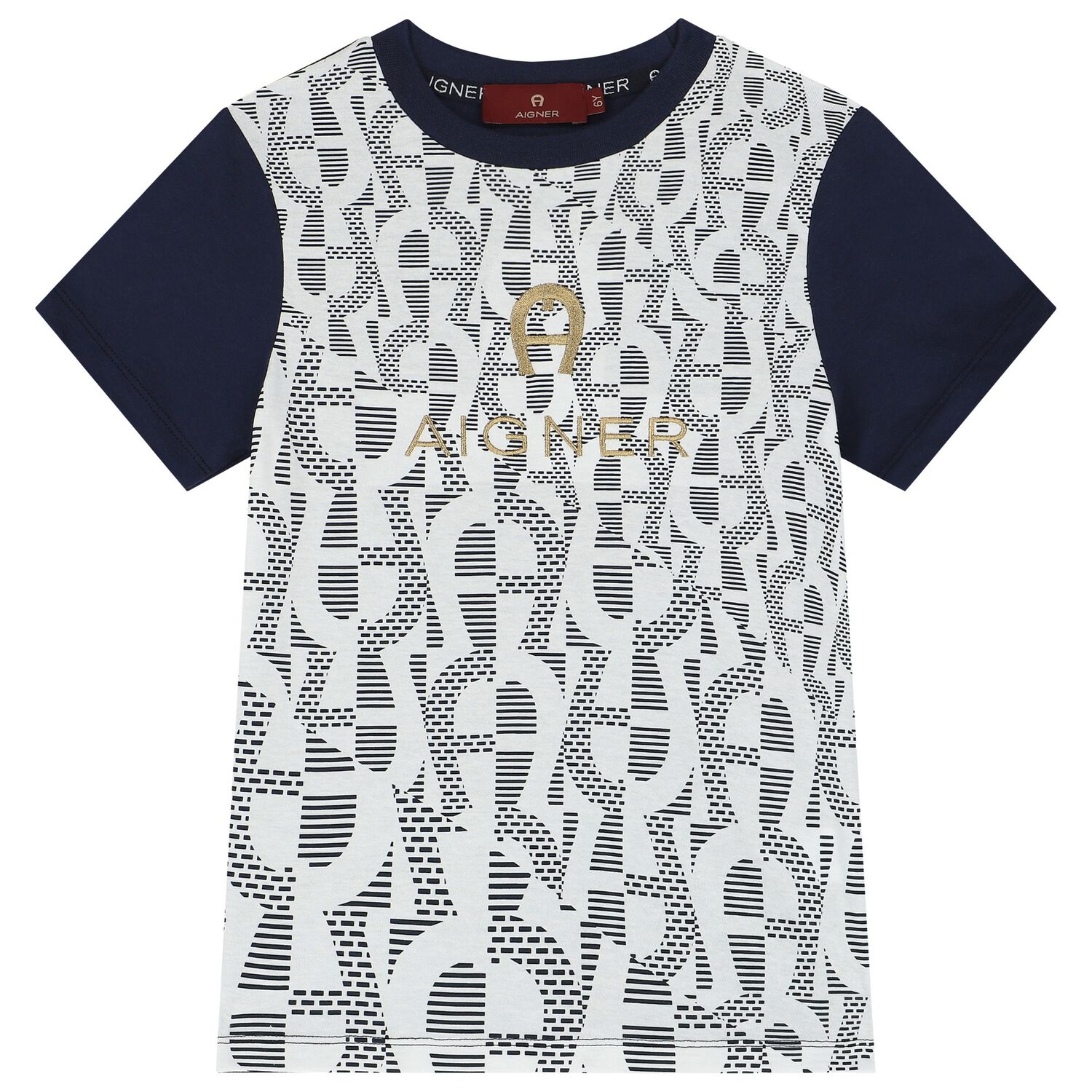 Boys Navy Blue & White Logo T-Shirt, 1, hi-res image number null