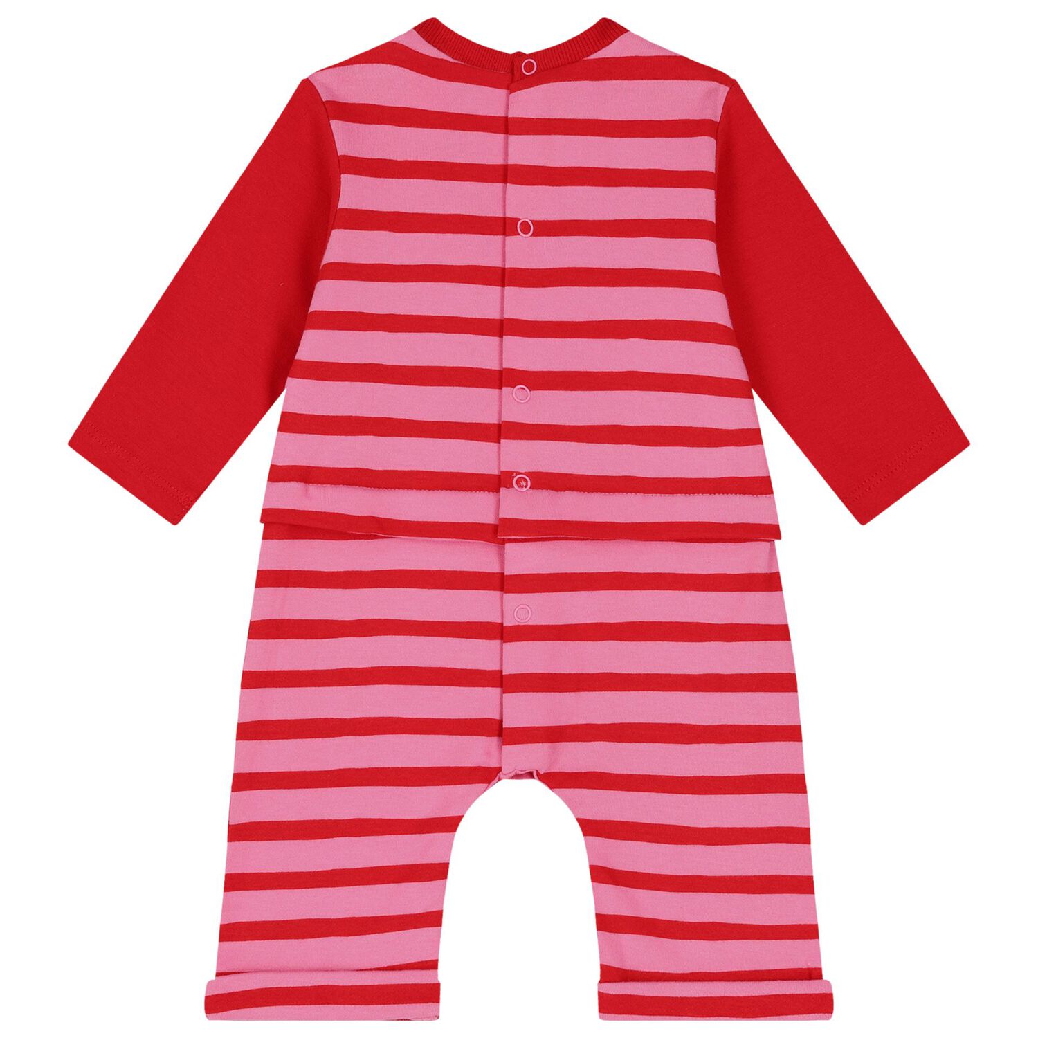 Baby Girls Pink & Red Heart Romper, 1, hi-res