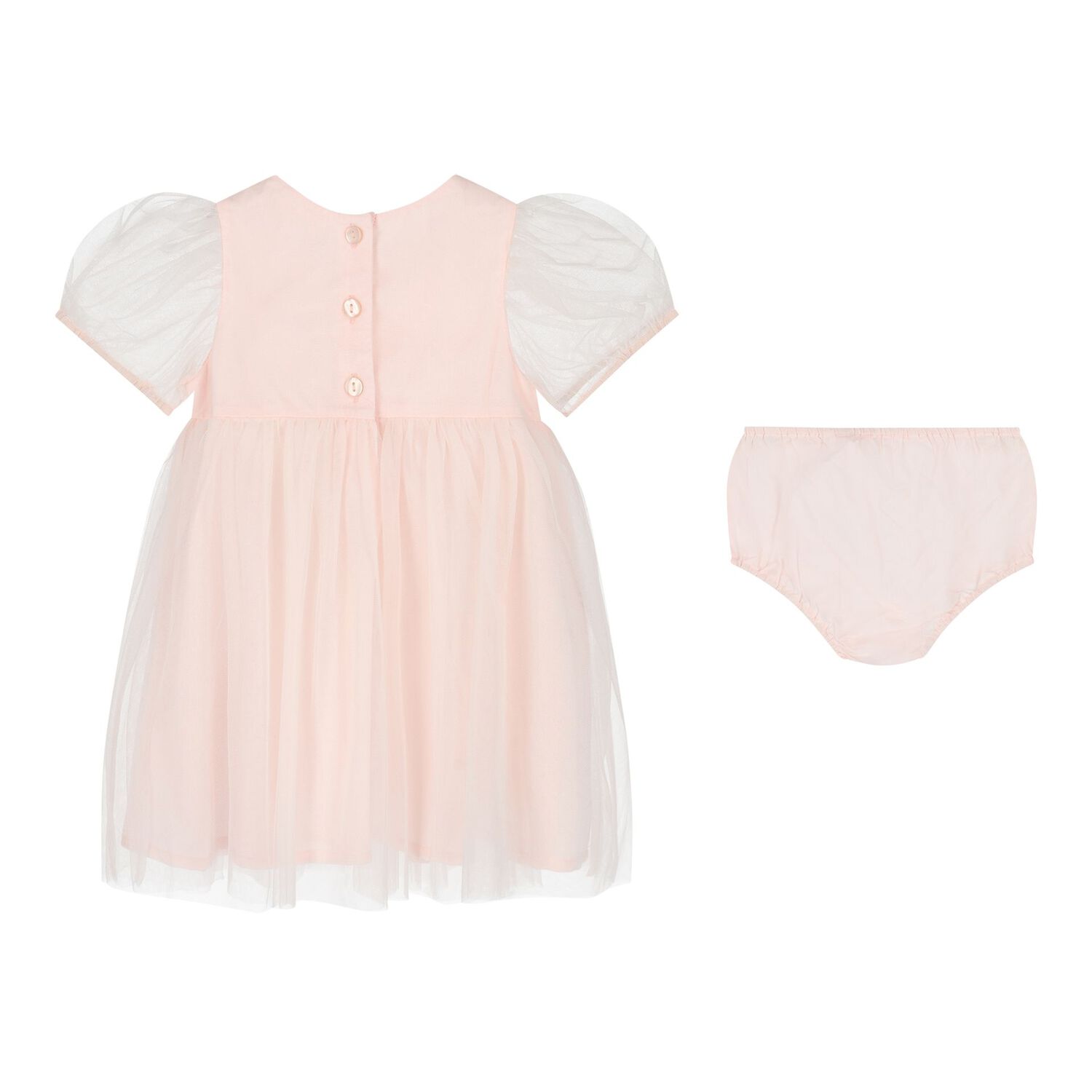 Baby Girls Pink Embellished Crystal Tulle Dress Set, 1, hi-res