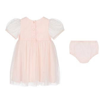 Baby Girls Pink Embellished Crystal Tulle Dress Set