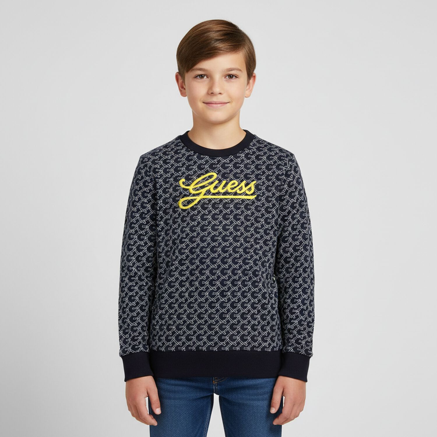 Boys Navy Blue Logo Sweatshirt, 1, hi-res