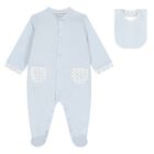 Baby Boys Blue & White Logo Babygrow Set, 3, hi-res