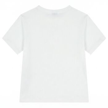 Girls White Web Striped T-Shirt