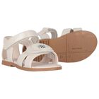 Girls Ivory Flower Sandals, 2, hi-res
