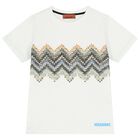 Boys White Logo Zig Zag T-Shirt, 1, hi-res