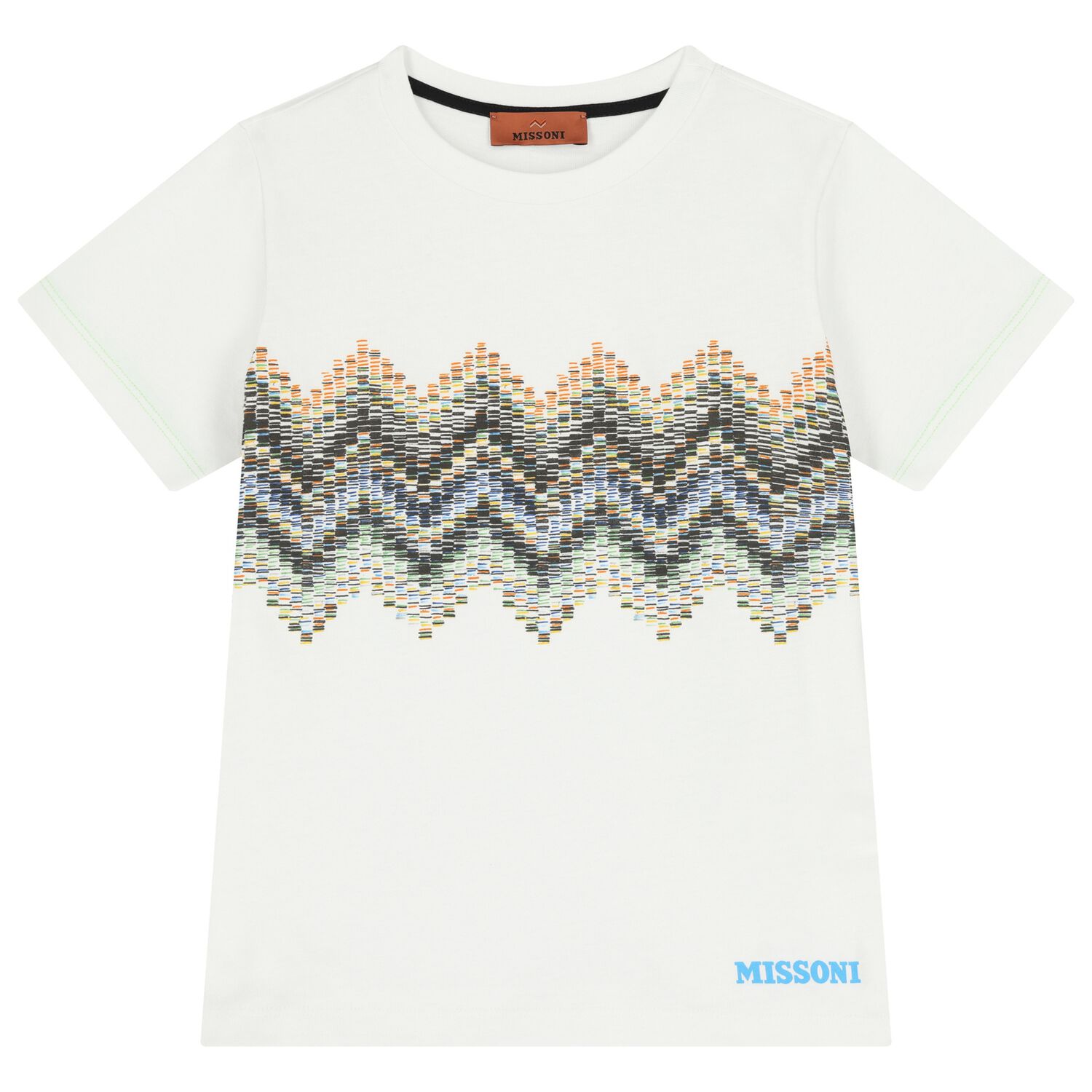 Boys White Logo Zig Zag T-Shirt, 1, hi-res