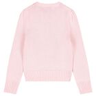Girls Pink Logo Knitted Jumper, 1, hi-res