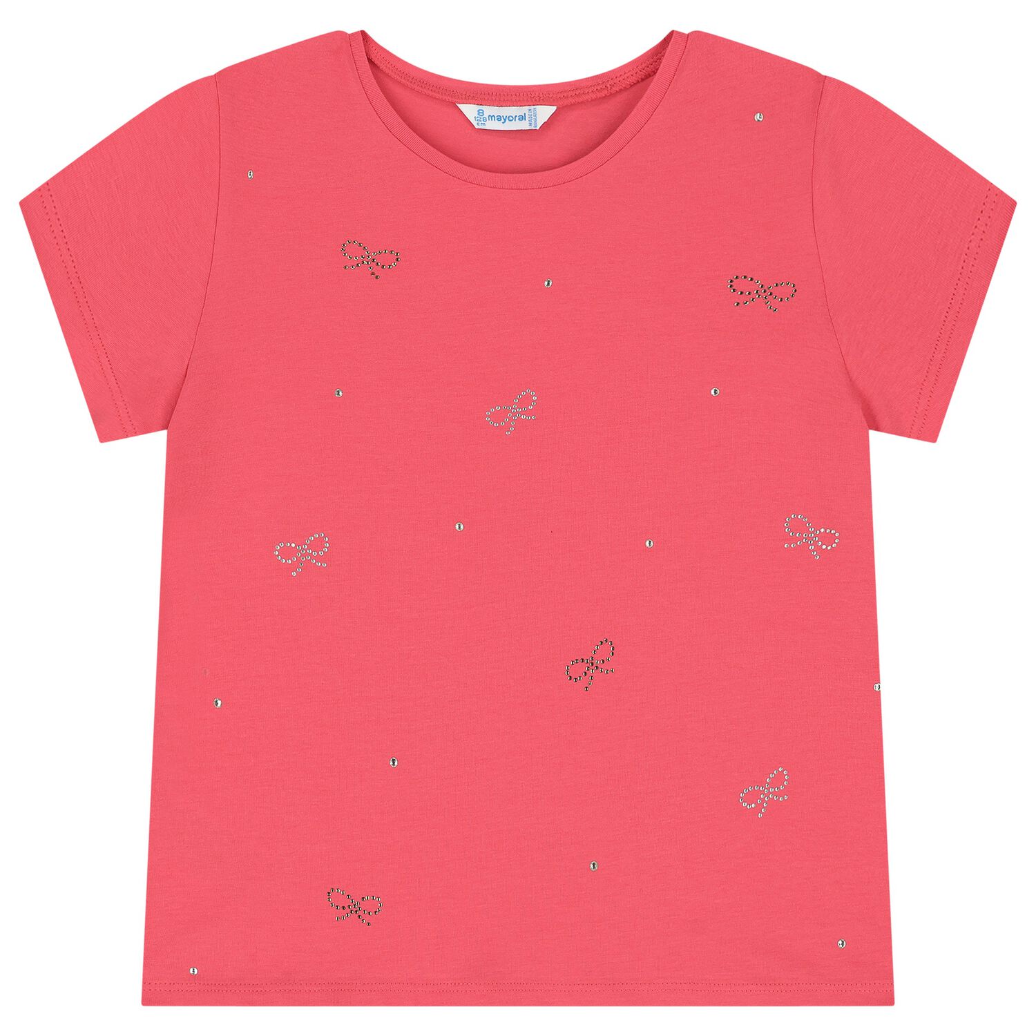 Girls Red Bow T-Shirt, 1, hi-res